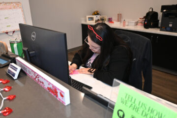 reception staff working