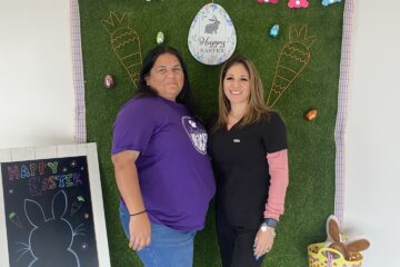 female staff with girl patient